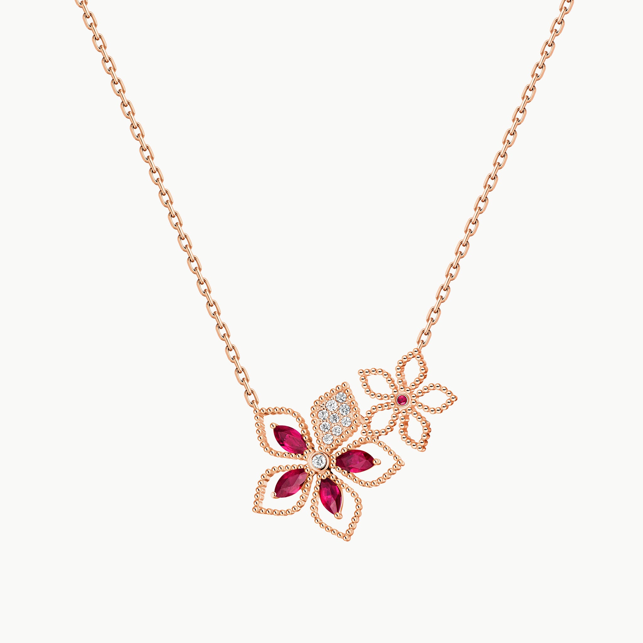 LE LOSANGE 大菱形 ネックレス WINDING NECKLACE Diamond Laurel Leaf Necklace In 14k White Gold